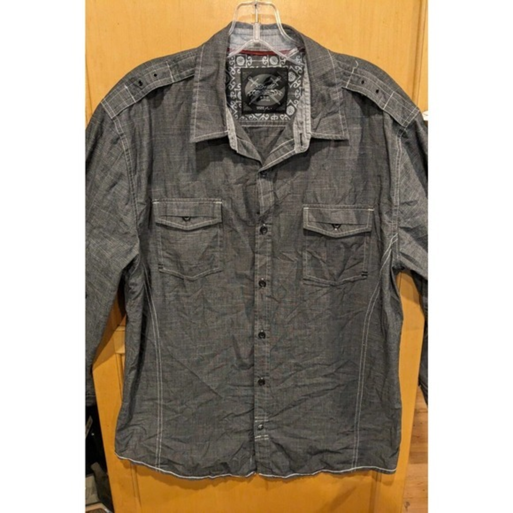 Drill Clothing Company Men's Long Sleeve Button Up Shirt, Dark Gray, Size Large‎
